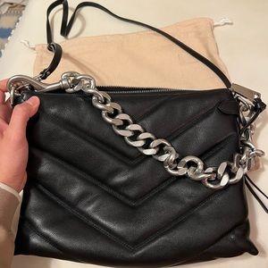 Black Rebecca Minkoff purse with silver chain detail